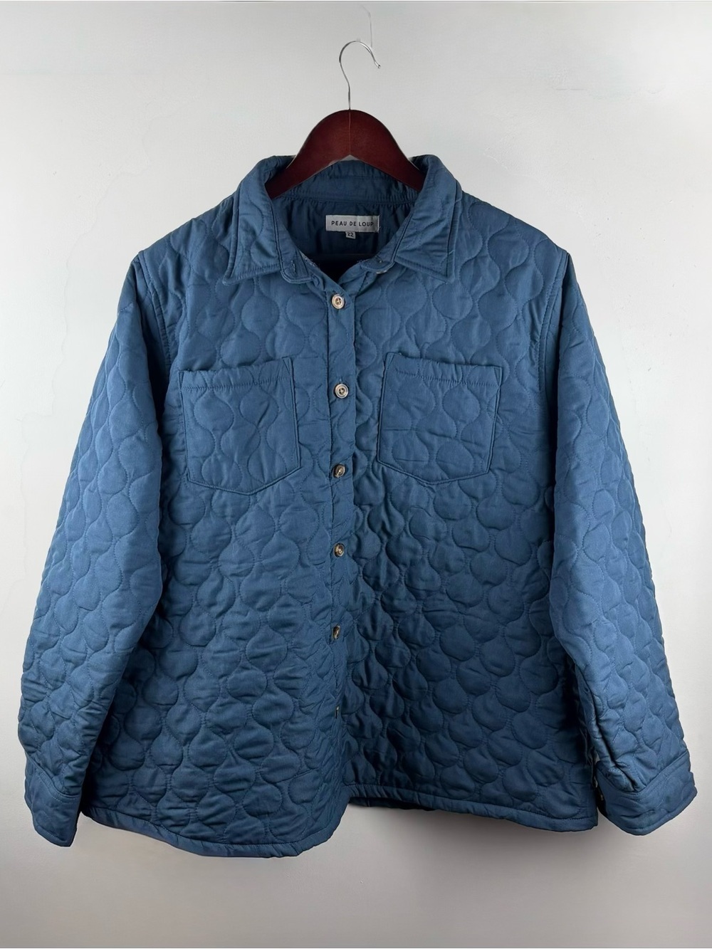 Peau de Loup Navy Blue Quilted Cotton Shacket Jacket Gender Neutral Size 22 XXL